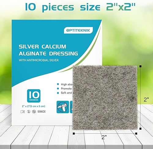 Miniatura 8 de Ag Silver - Almohadillas de alginato de calcio para heridas de 4 x 4 pulgadas, paquete de 10, apósitos plateados suaves para el cuidado de heridas,
