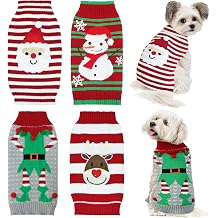 4 Pack Dog Christmas Sweater, GOYOSWA Dog Christmas Outfit Holiday Sweater Santa Snowman Reindeer Elf Knitted Sweaters for Small Medium Large Dogs Pets Medium