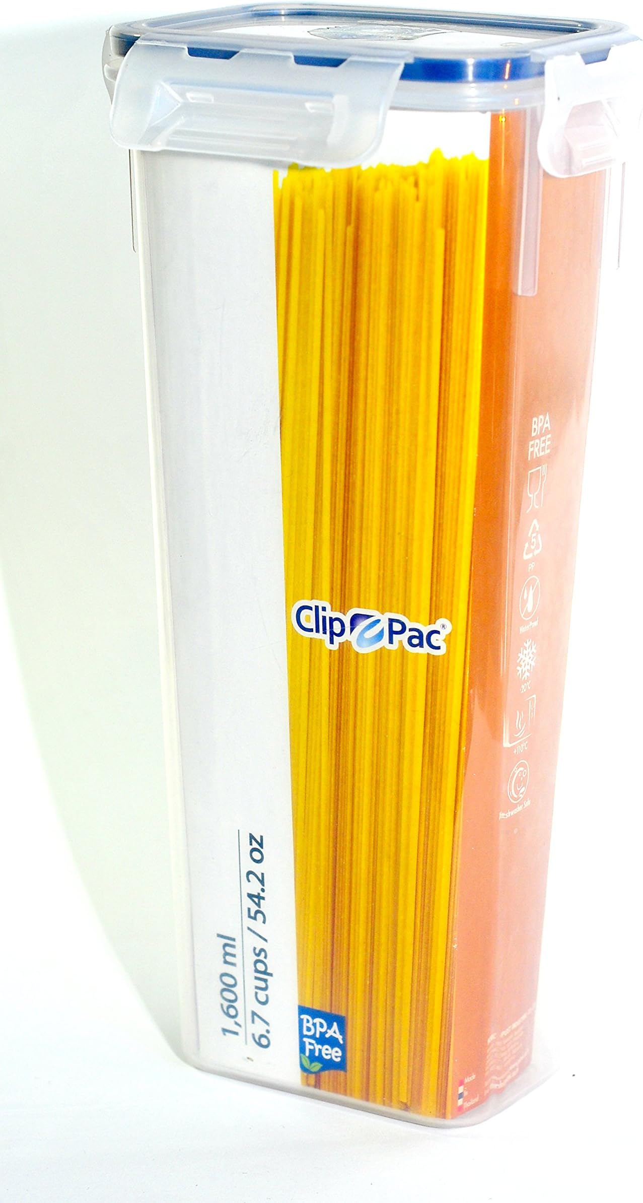 Storage Containers By Clip Pac - Pasta Spaghetti Box Food Container Plastic spare at hand 1,600ml / 54.2 OZ - reliable and features high stability verified through strict quality Tested durable and not fragile - Guarantee