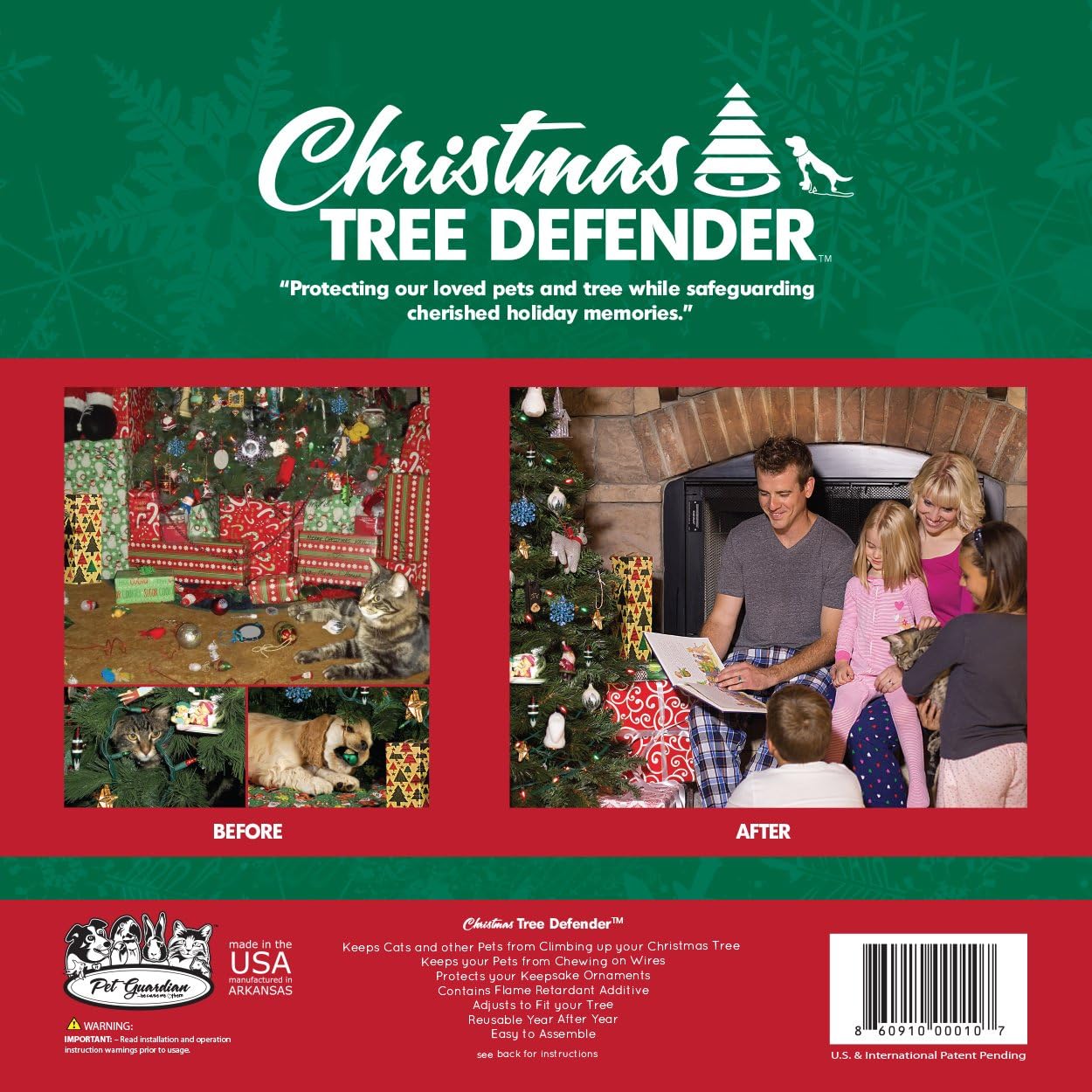 Christmas Tree Defender & Potted Plant Protector - 48" (Adjustable) Green
