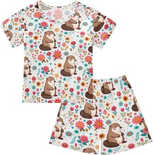 Gophers with Floral Summer Cute Pajama Sets, Short Sets for Daily Wears and Sleep Wears
