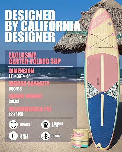 Vista 36 de Highpi Inflatable Stand Up Paddle Board for Youth and Adults – Wide Sup with Premium Accessories, Blow Up Paddleboard for Surfing, Fishing, Yoga &