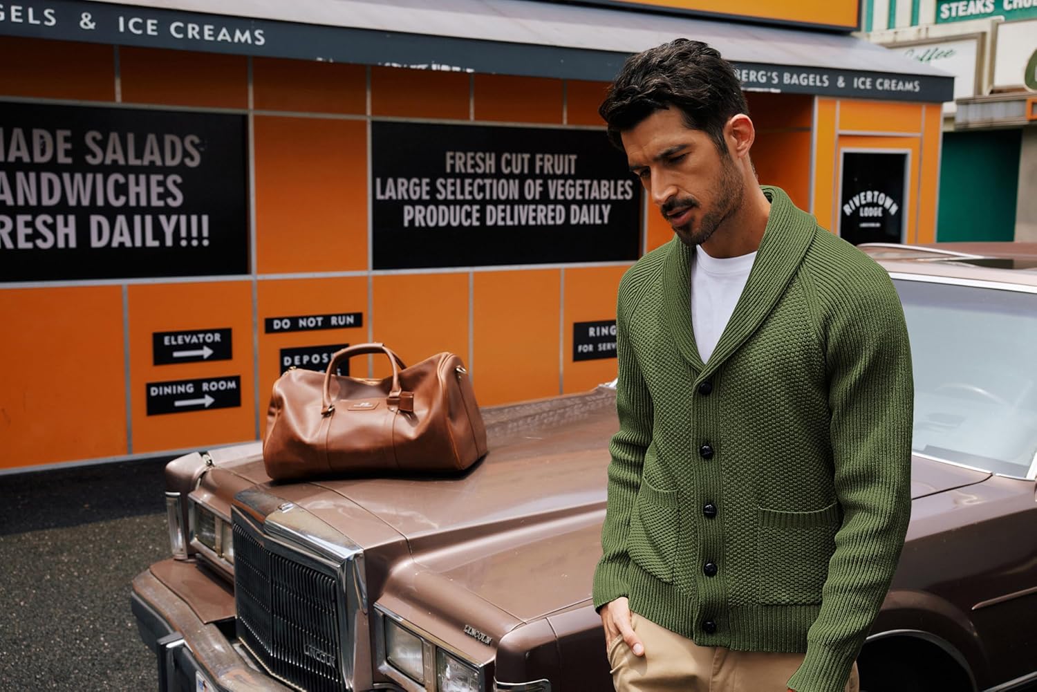 PJ PAUL JONES Mens Shawl Collar Cardigan Sweaters Knit Textured Sweater Button Down Cardigans - Image 3