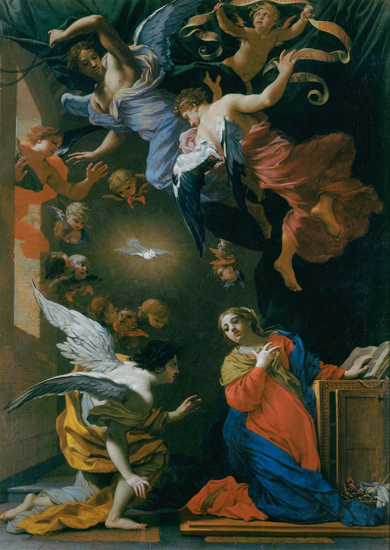 Annonciation par Simon Vouet tableau graffiti moderne pour sublimer un mur blanc vide