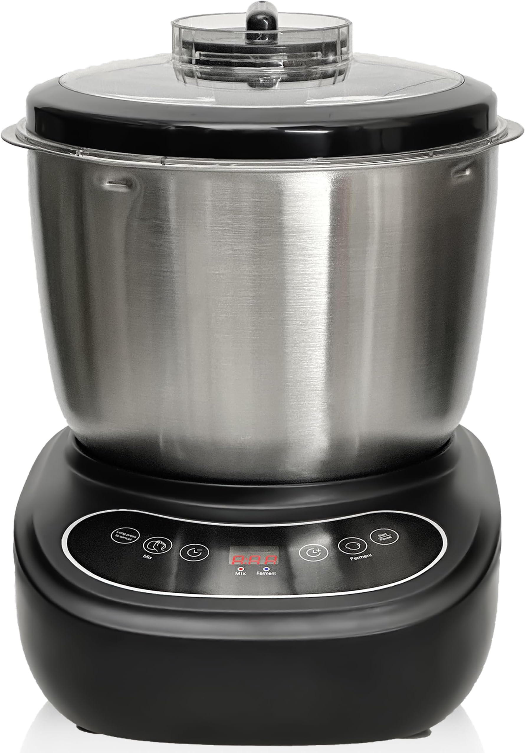 7L Electric Dough Mixer for Bread and Pizza Dough, Dough Maker Featuring a Ferment Function.304 Stainless Steel Whisk and a Top Small Window for Easy Add Water and Seasoning(Black）