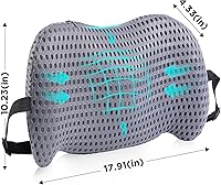 Vista 6 de Almohada de apoyo lumbar para silla de oficina, almohada lumbar de automóvil, alivio del dolor de espalda baja de espalda, cojín de espuma Gris