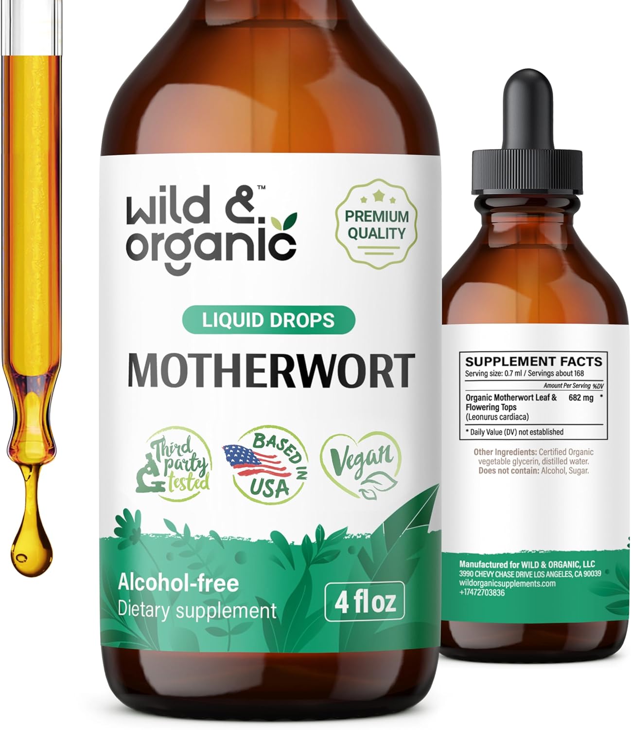 Non Toxic 4 fl oz Wild & Organic Motherwort Tincture