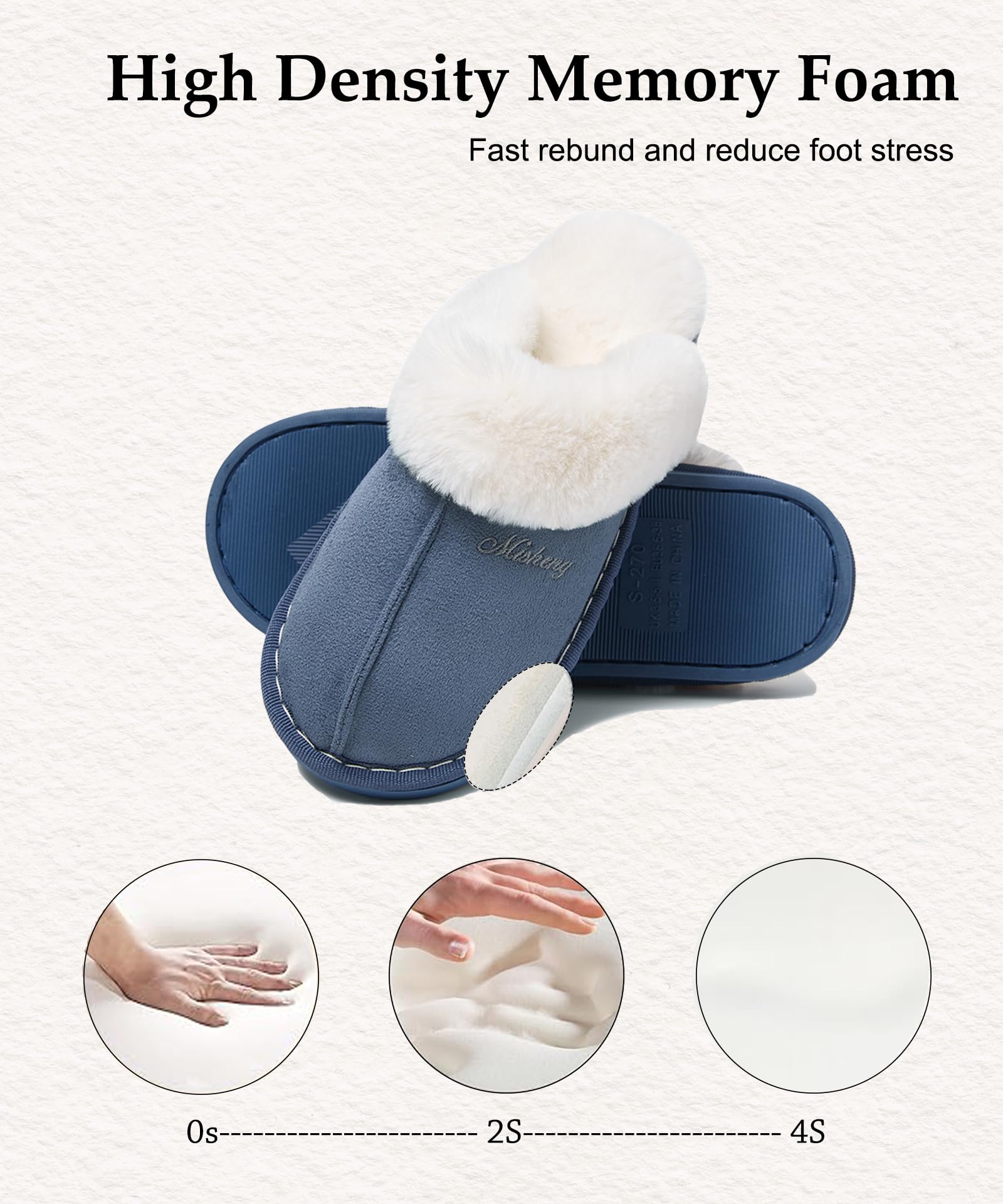 Coswind Pantofole Donna Uomo Invernali Peluche Ciabatte da Casa with Memory Foam Pelose Calde Comode Fluffy Antiscivolo Autunno Interno Esterno