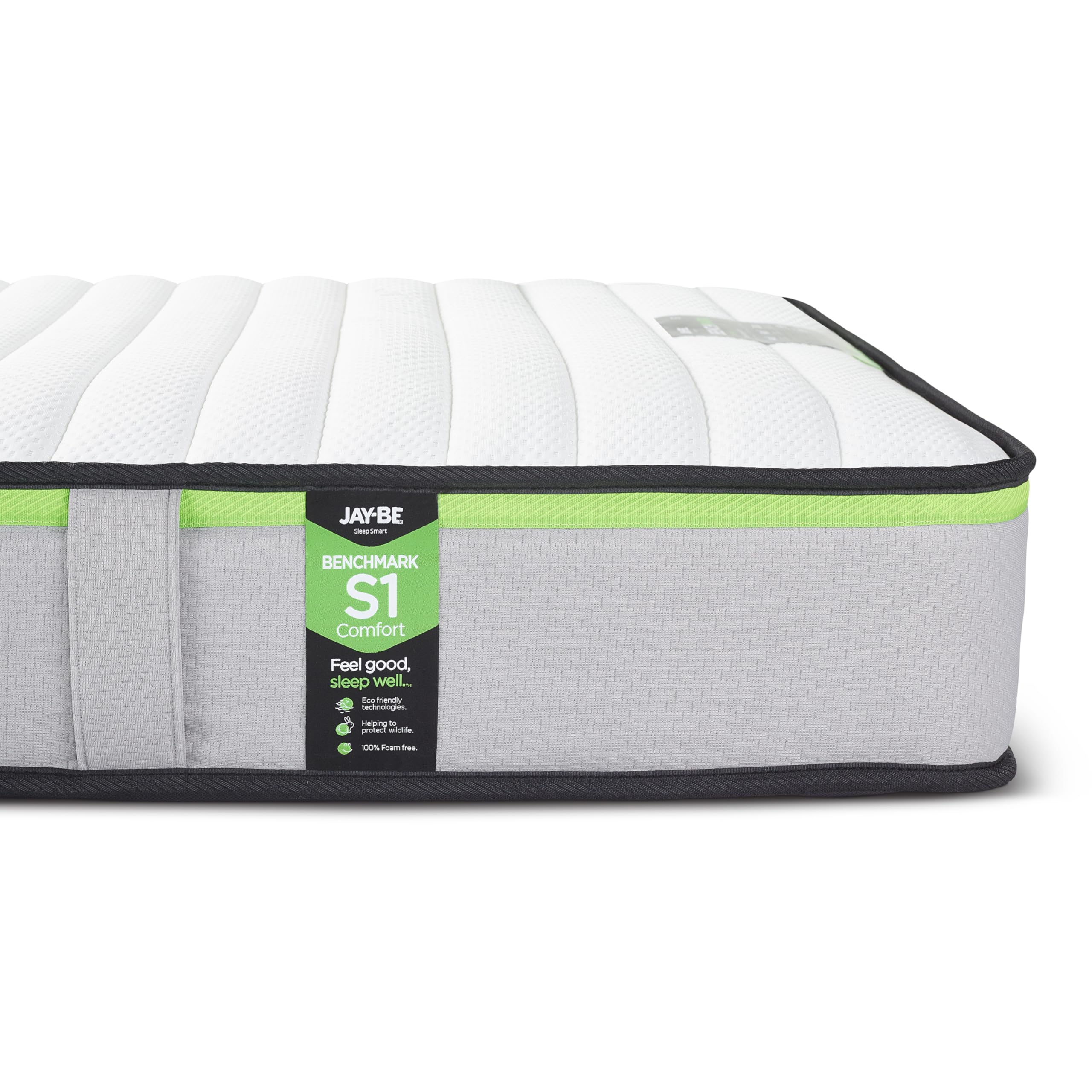 JAY-BE Benchmark S1 Single Bed Mattress, 3ft, 18cm Thick, Comfort Support, Medium Mattress, 100% Foam Free, Hypoallergenic (190 x 90 x 18cm)