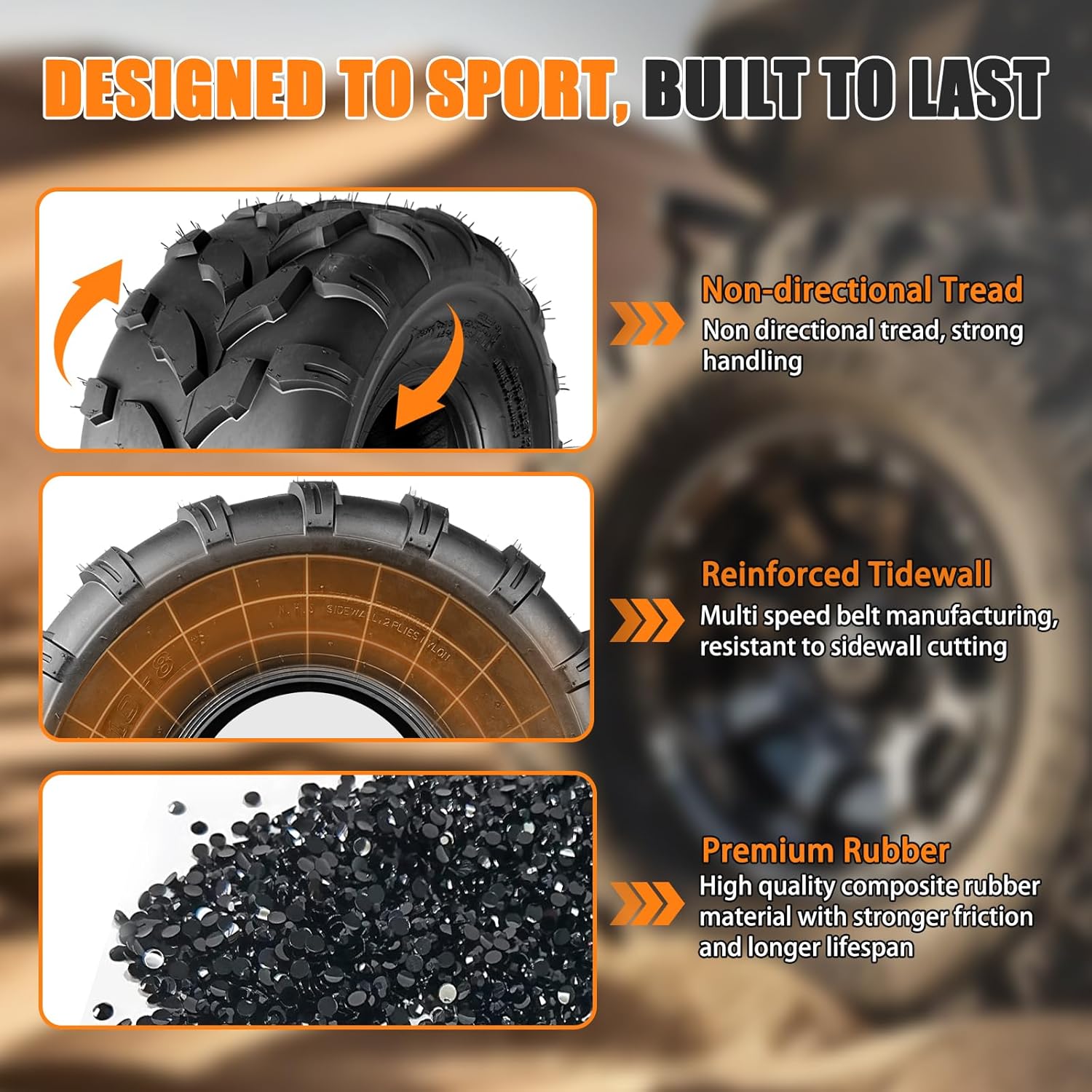 TRIPOWER Set of 2 18x9.5-8 Lawn Mower ATV UTV Tires 18x9.50x8 Sport Off-Road Tire for Turf Mud Sand Trail, 4PR, Tubeless