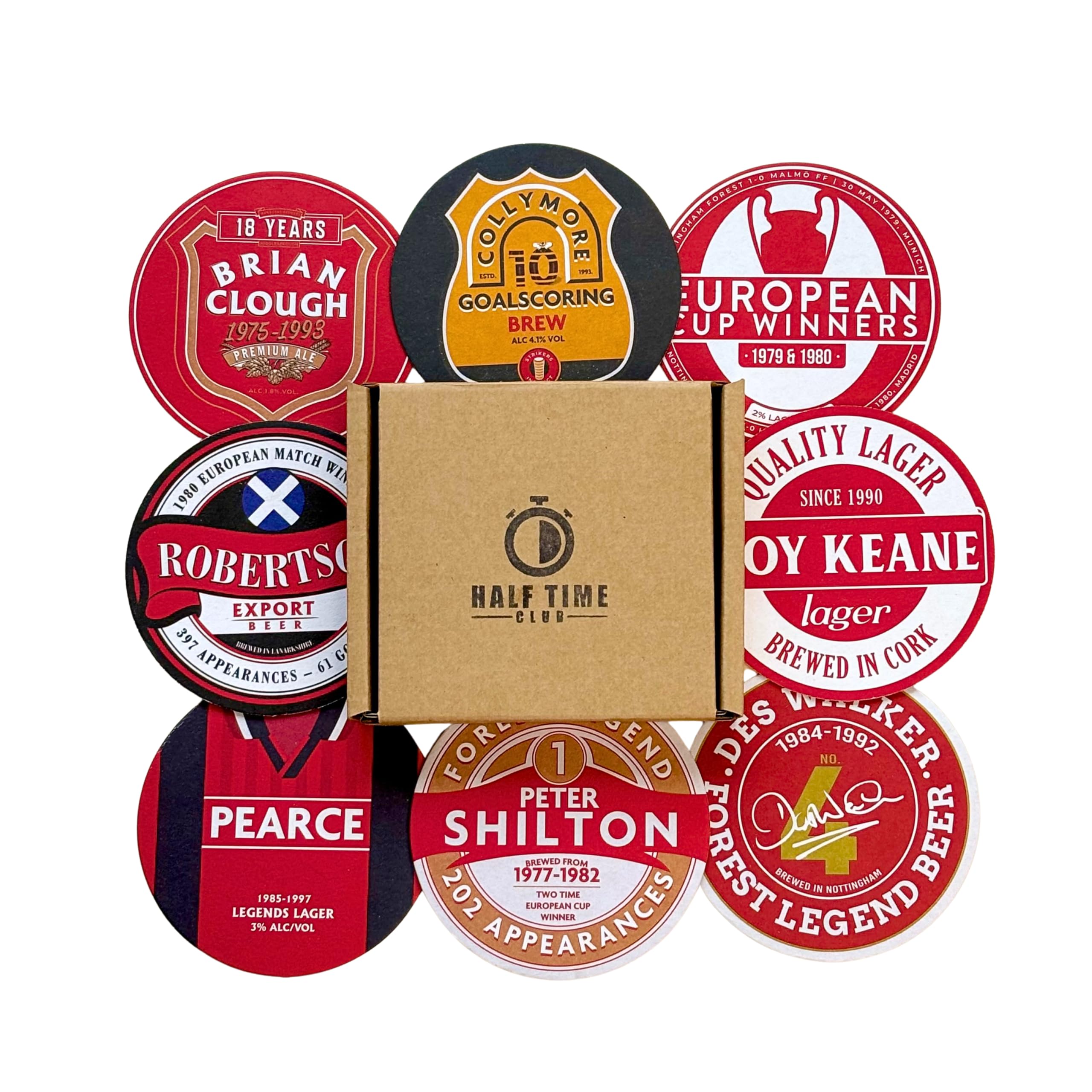 Notts Forest Football Beer Mat Coasters - Perfect for a Gift or Present for Any Forest Fan (8-Pack)