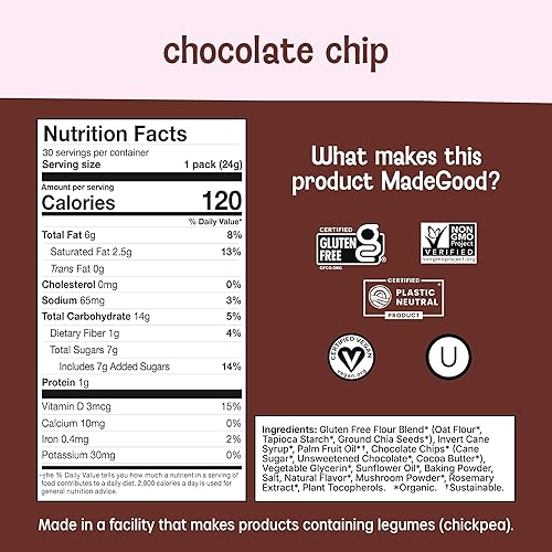 Miniatura 2 de Mini galletas de chocolate horneado de MadeGood sin gluten y seguro para aperitivos escolares, 30