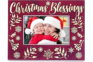 MIMOSA MOMENTS Christmas Sentiment Picture Frame for 4x6 Photo (Christmas Blessings)