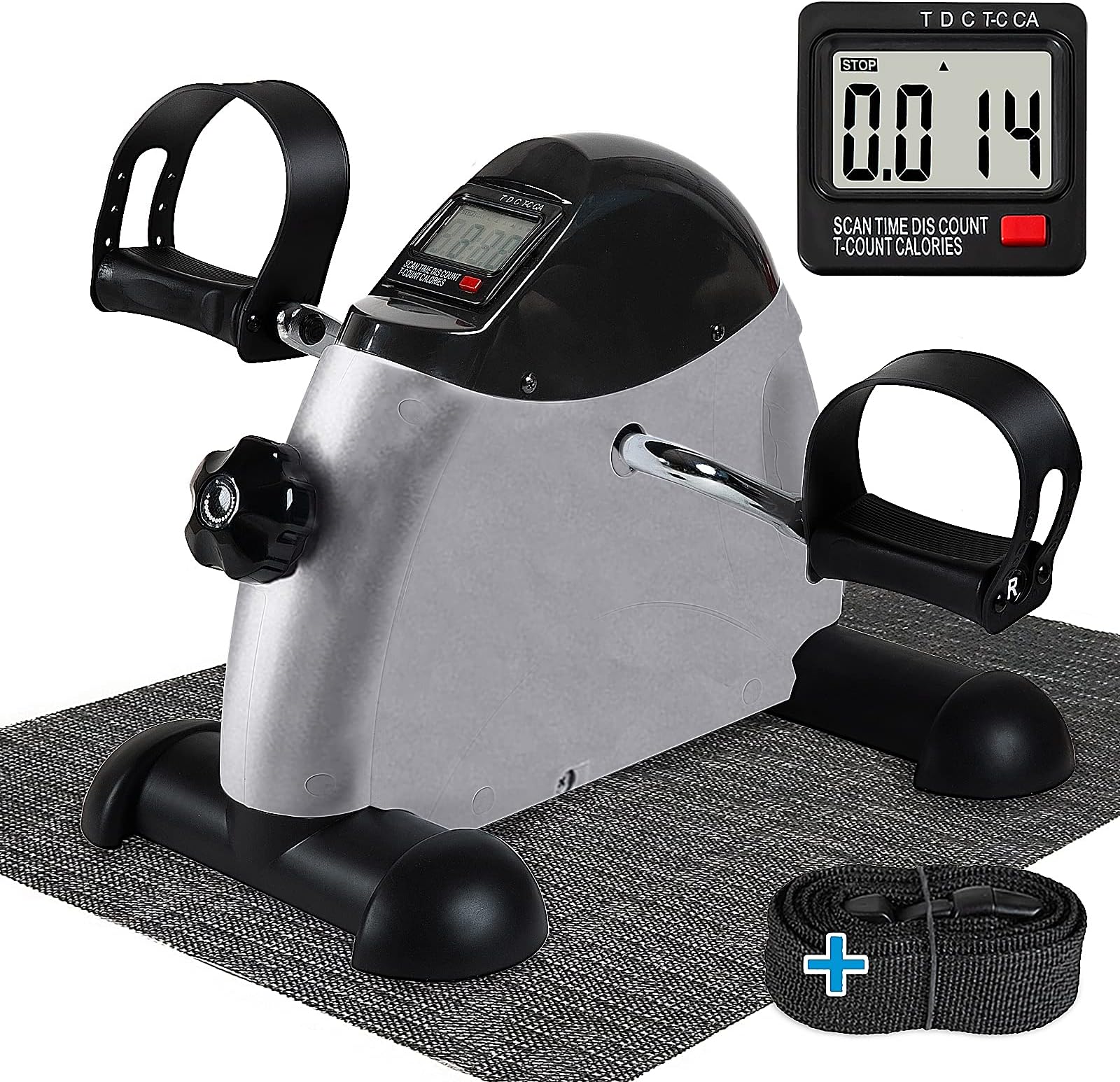 Under Desk Bike Pedal Exerciser - TABEKE Mini Exercise Bike for Arm/Leg Exercise, Pedal Exerciser for Seniors with LCD Display Silver Grey