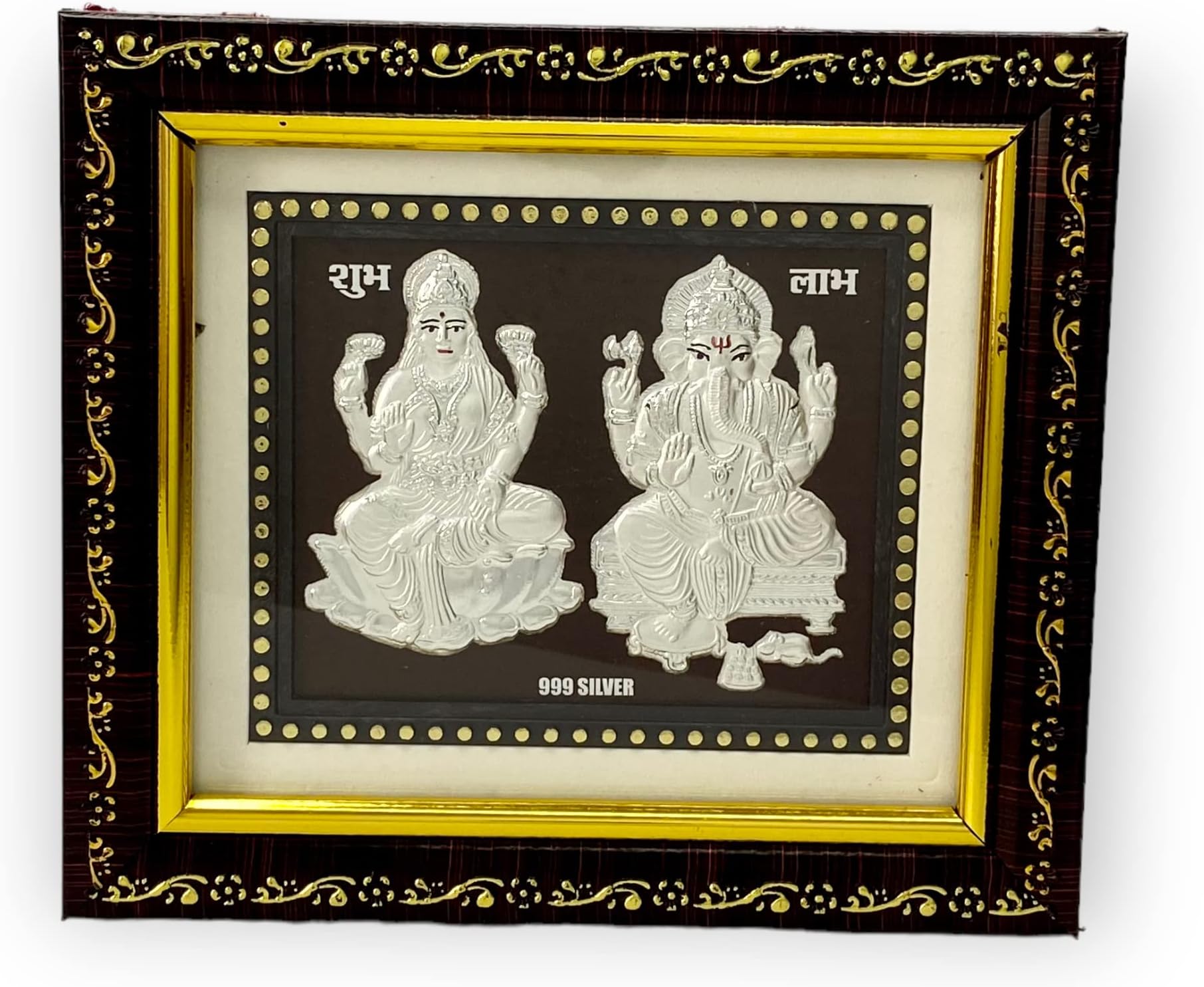 Hem Jewels 999 Pure Silver Ganesh Lakshmi Frame For Gift And Home Decor (5 X 6 Inches)(Silver, Glass, Tabletop)