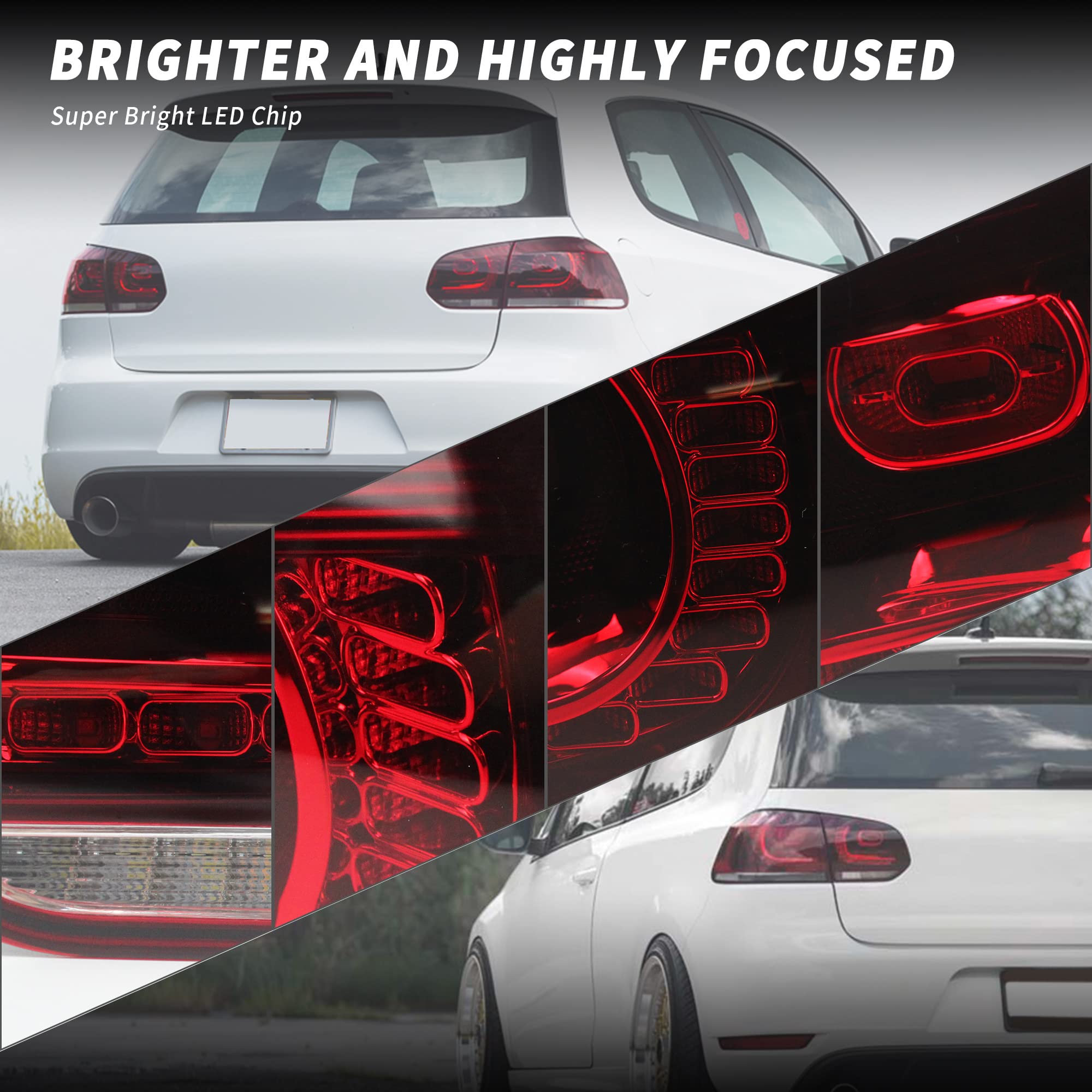 LUCI Posteriori LED Per Golf 6 MK6 2008-2013 - Con Indicatori Sequenziali, Rosso/Chiaro, Plug & Play - Foto 4