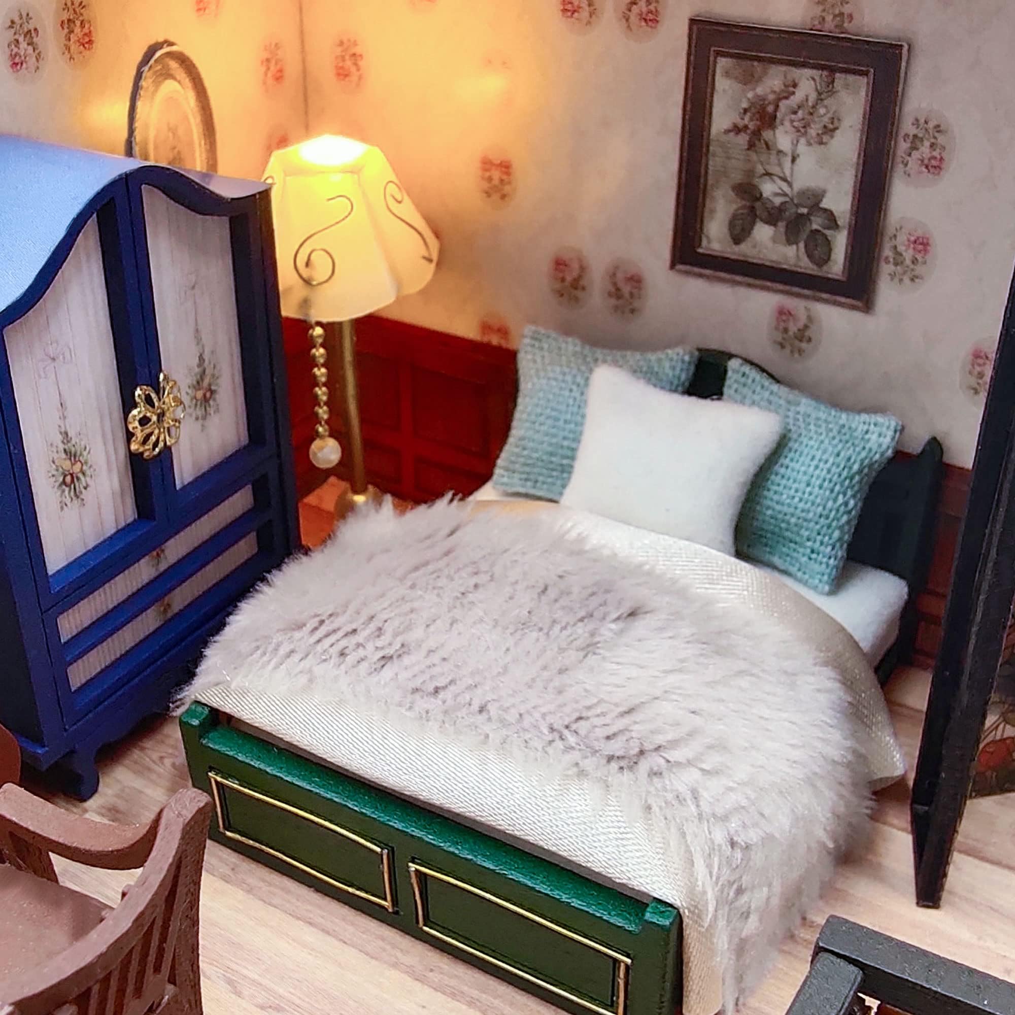 Cuteefun Casa en Miniatura para Montar, Casa de Munecas Miniatura con Muebles, Kit de Casas de Manualidades DIY con Herramientas, Idea de Regalo Creativa (DesváN De La Vendimia)