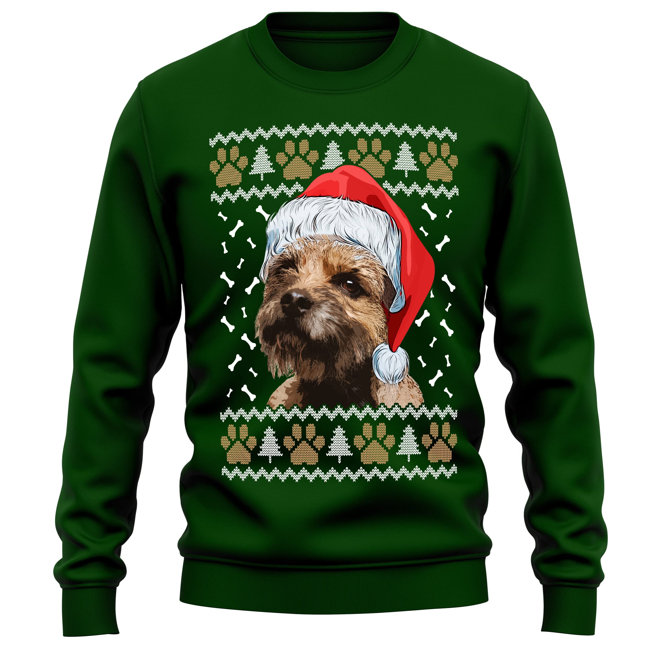 Purple Print House Border Terrier Christmas Sweatshirt Adult Xmas Jumper For Dog Owner Gifts Autumn Winter Puppy Walks Sweater For Him and Her, S, Bottle