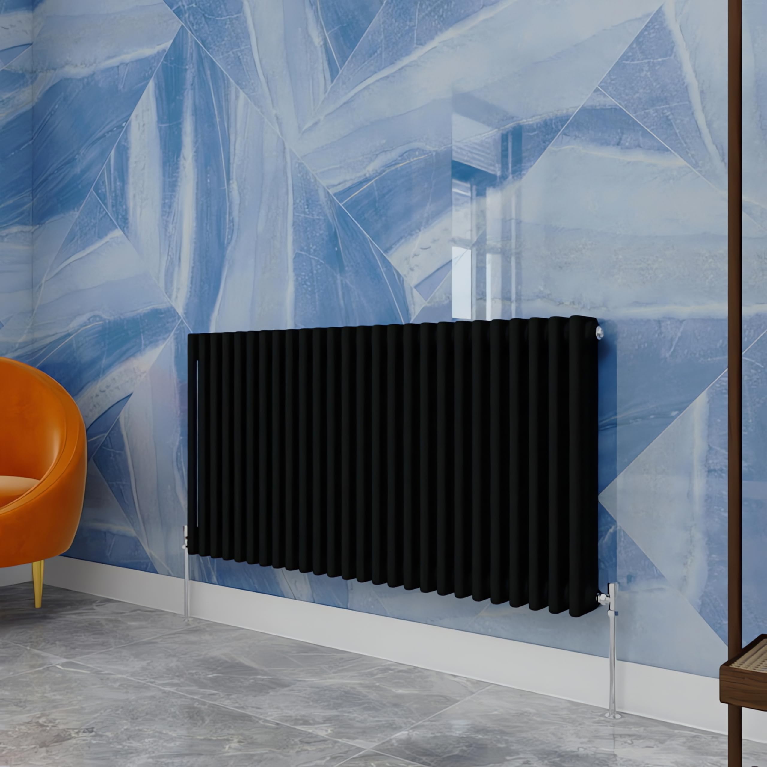 Simple Bathrooms Black Traditional Household Cast Iron Radiator， Horizontal 600X1190mm 3 Column Suitable For Multi-Room Central Heating