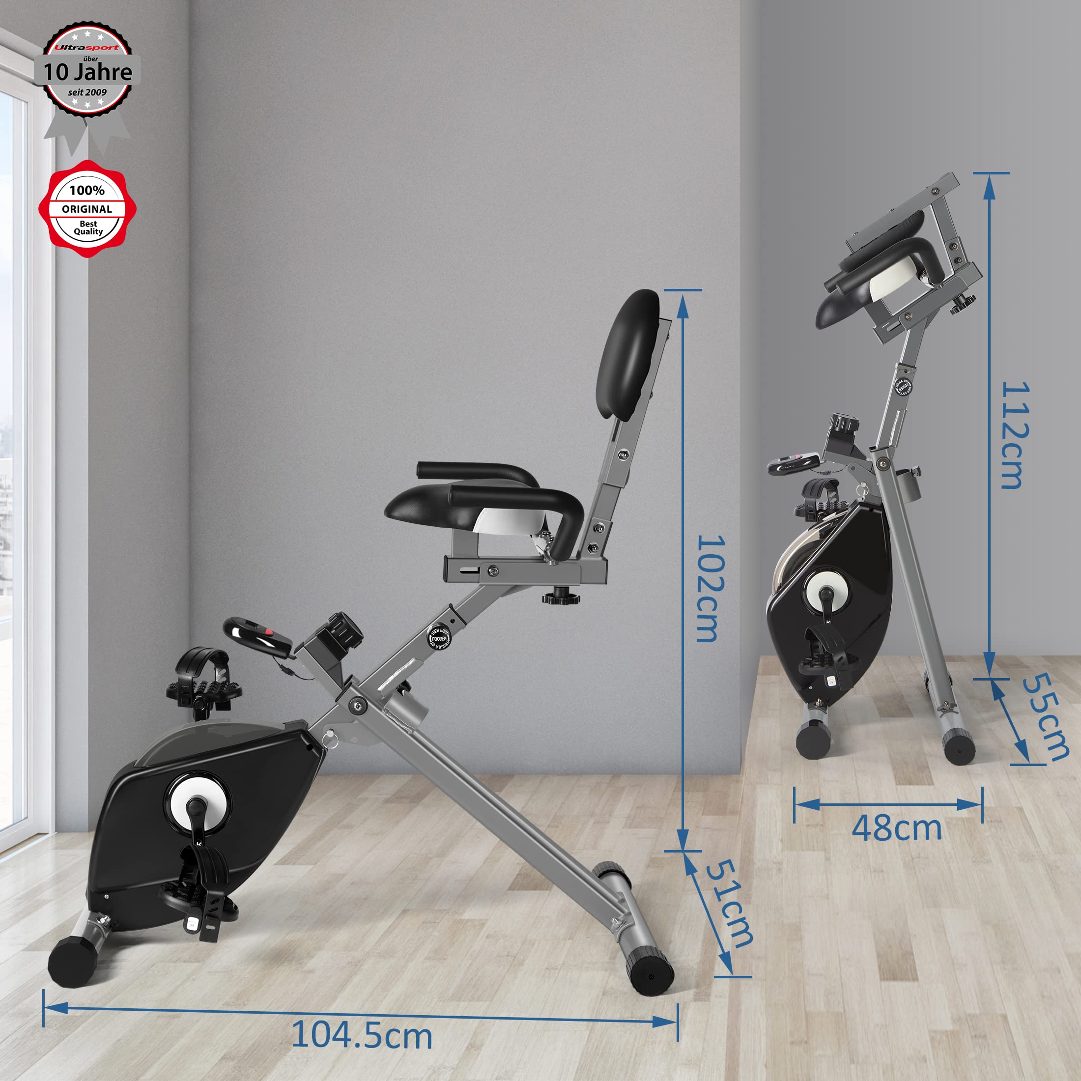Ultrasport Senior Fitness, Vitality Trainer, Senior F-Bike, Mini Cross Trainer, Recumbent Exercise Bike, foldable