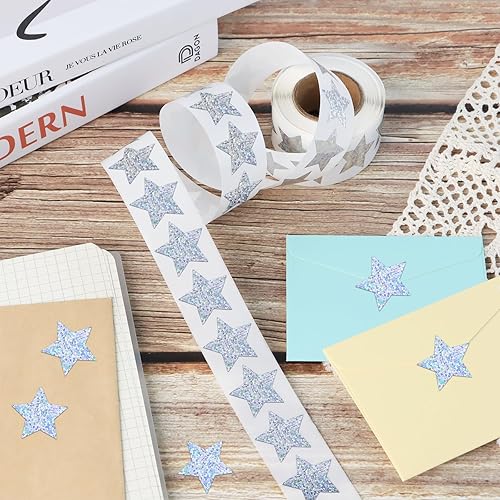 Miniatura 45 de 500 calcomanías de estrellas multicolor para recompensas infantiles, calcomanías holográficas de estrellas de 1 pulgada para bricolaje, Colorido