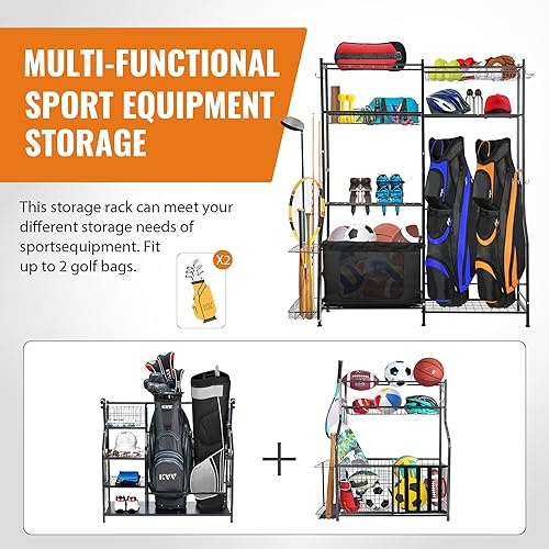 Miniatura 2 de Rengue Organizador de almacenamiento de bolsas de golf, soporte para bolsa de golf, organizador de equipo deportivo con bolsa de almacenamiento de