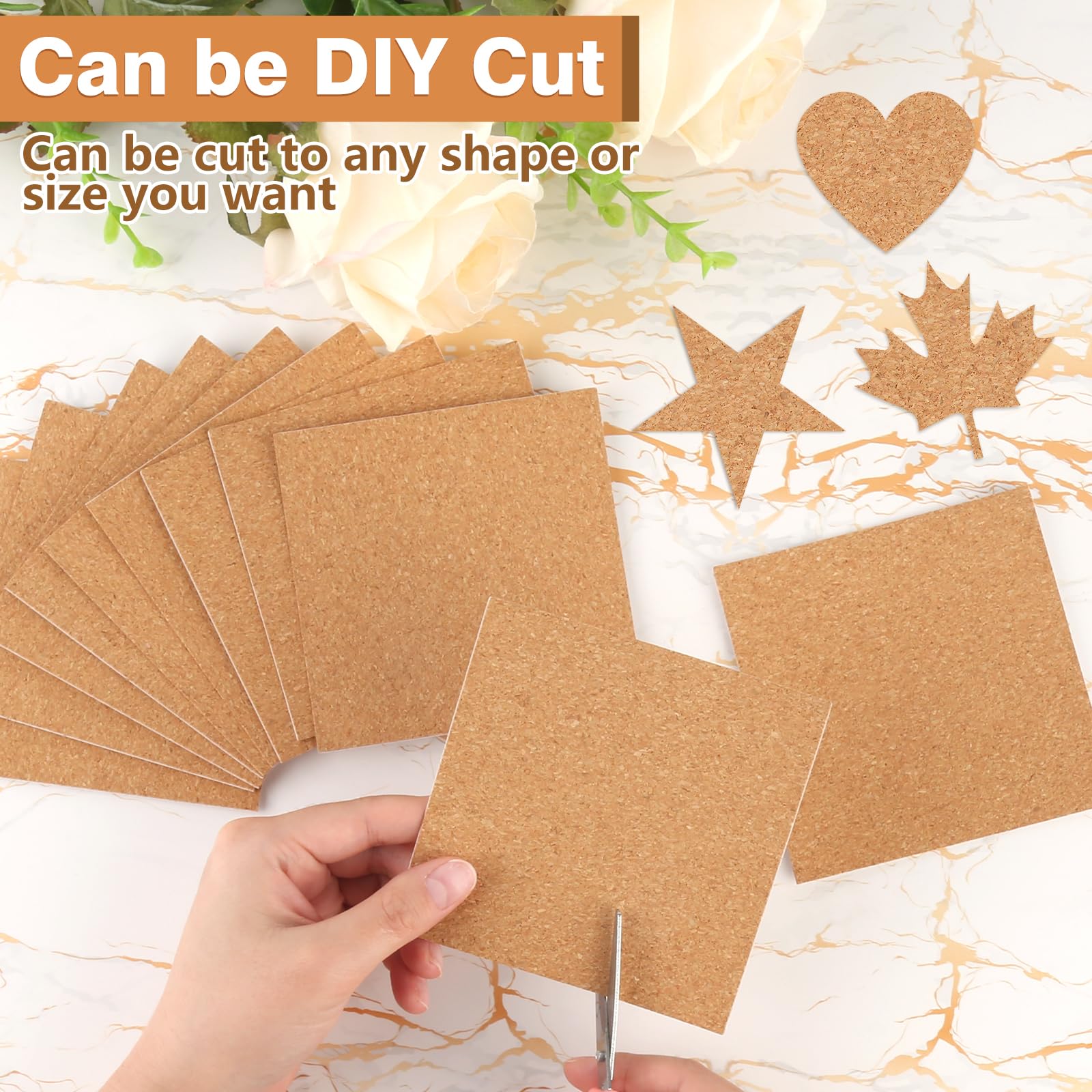 Corcho Autoadhesivo 1mm 10x10cm 25 Piezas para Pared y Decoración