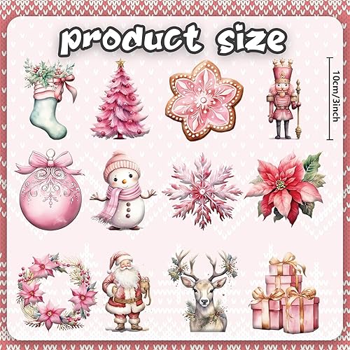 Miniatura 2 de 24 adornos de madera de Navidad rosados, muñeco de nieve de Navidad, Papá Noel, alce, guirnalda de madera, adornos de Navidad Haniging, colgantes