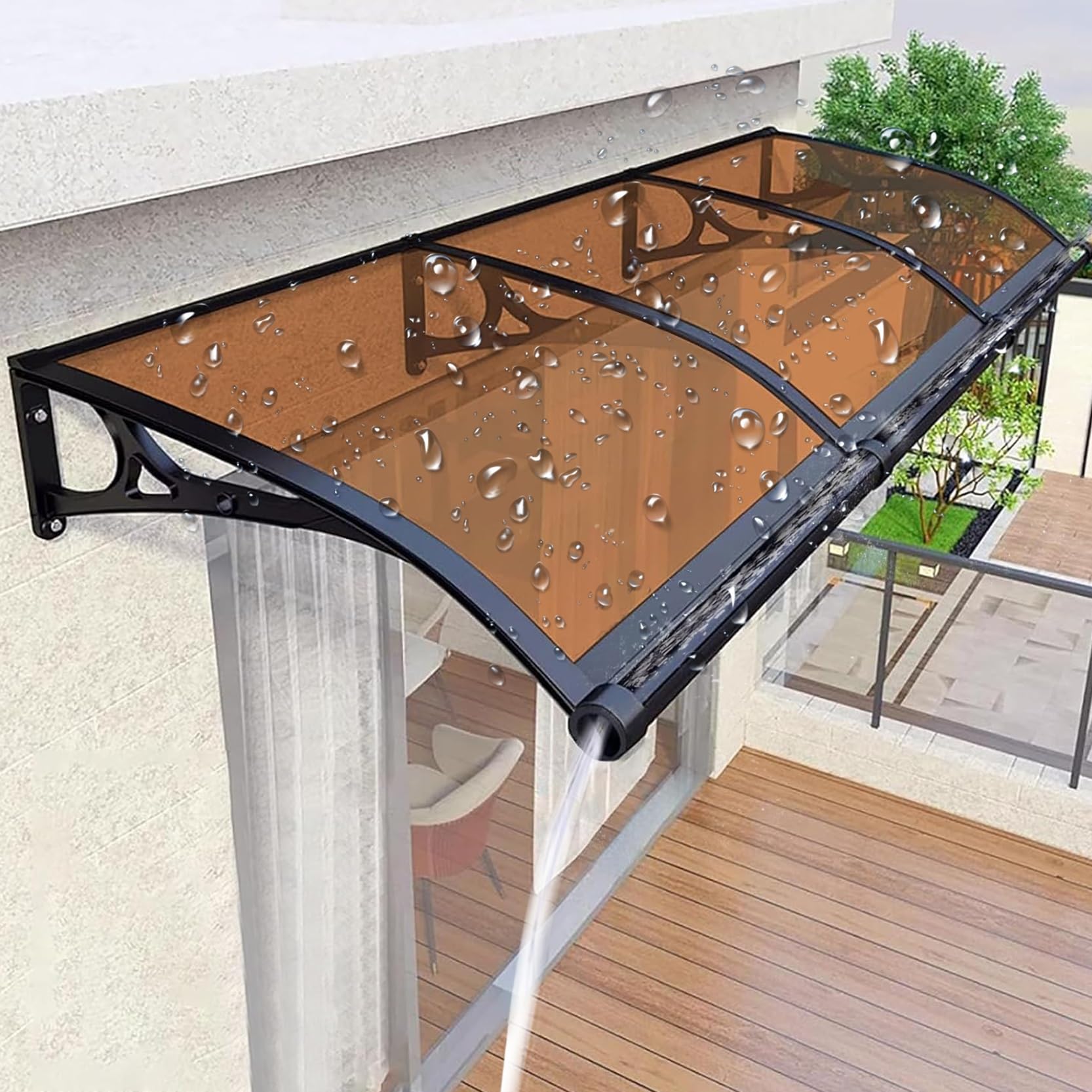 防水フロントドアキャノピー、屋外パティオウィンドウオーニング防雨