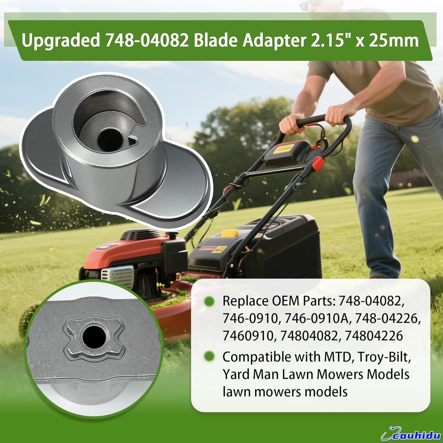 2026 Upgraded 748-04082 Blade Adapter 2.15" x 25mm, Compatible with MTD, Troy-Bilt, Yard Man Lawn Mowers Models, Replace 748-04226 746-0910 746-0910A