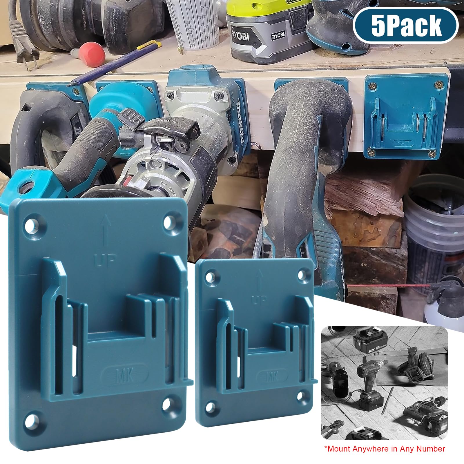 5packs Wall Mount Storage Bracket For Makita/bosch/dewalt/milwaukee M18