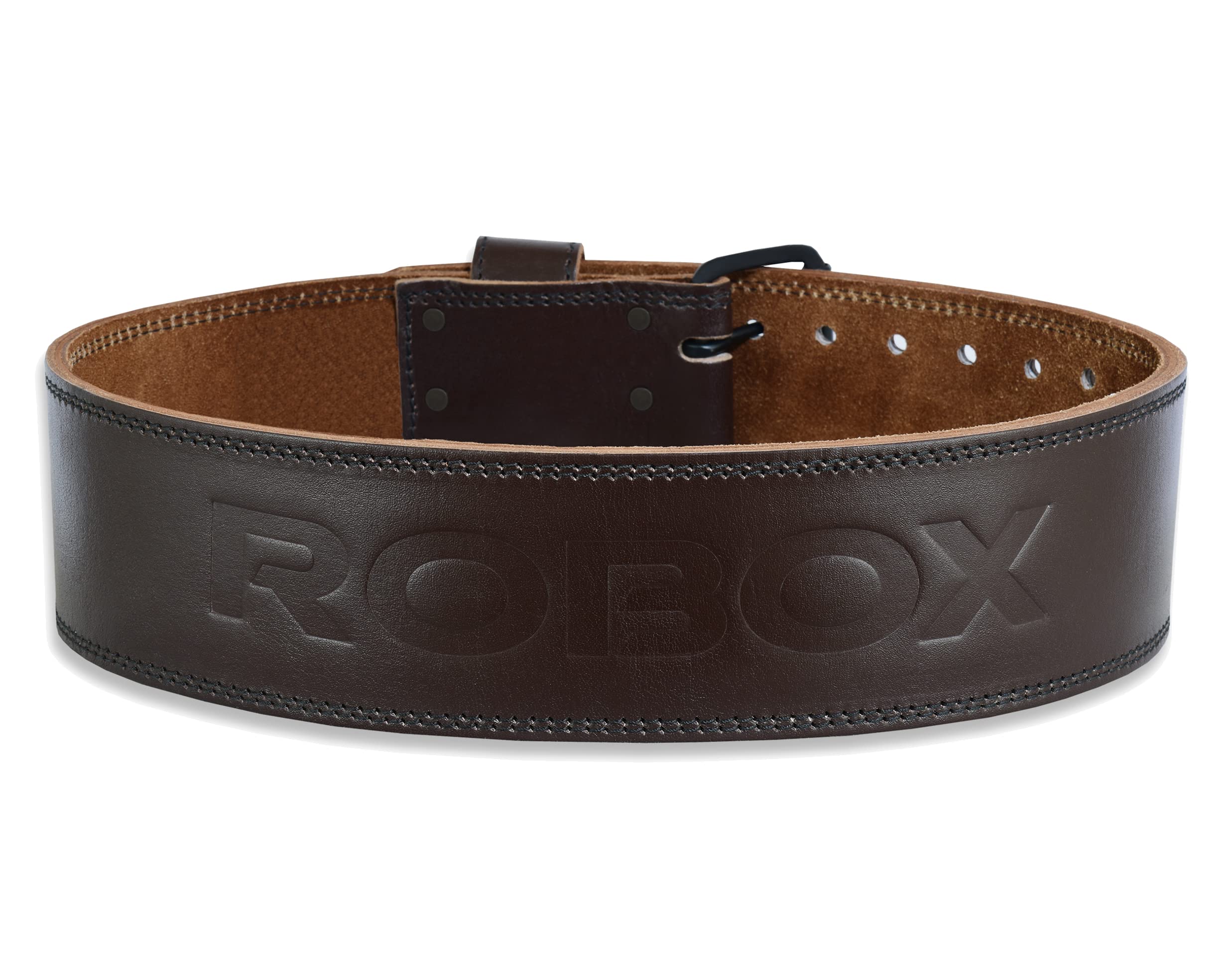 ROBOX Cintura per sollevamento pesi, 10,2 cm, in vera pelle bovina, 10 mm, per bodybuilding, allenamento, stacchi, squat, palestra, allenamento, sollevamento pesi, per uomini e donne