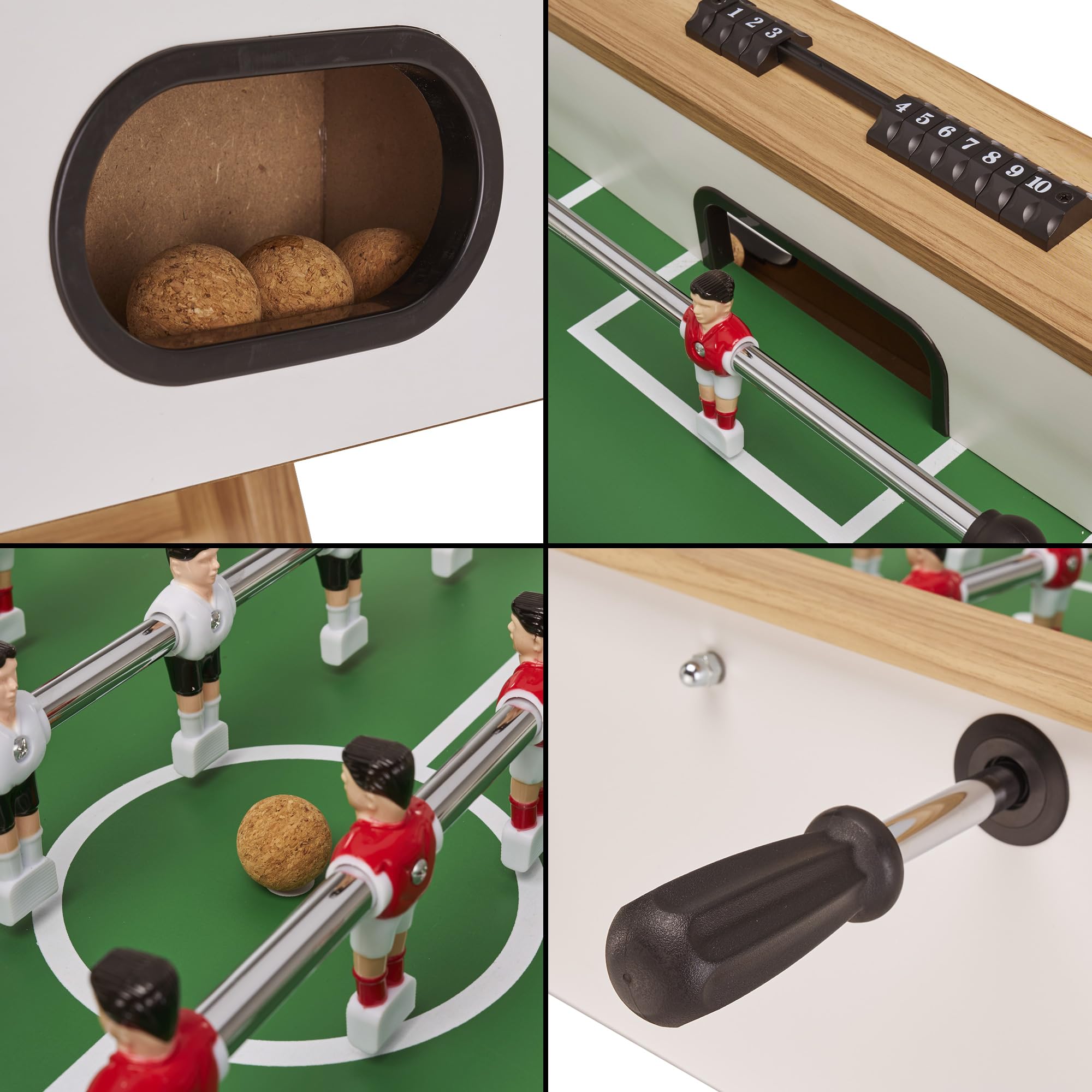 Baby Foot Teen & Adulti - Bianco/Legno - 3 palle di sughero - 2-4 Giocatori