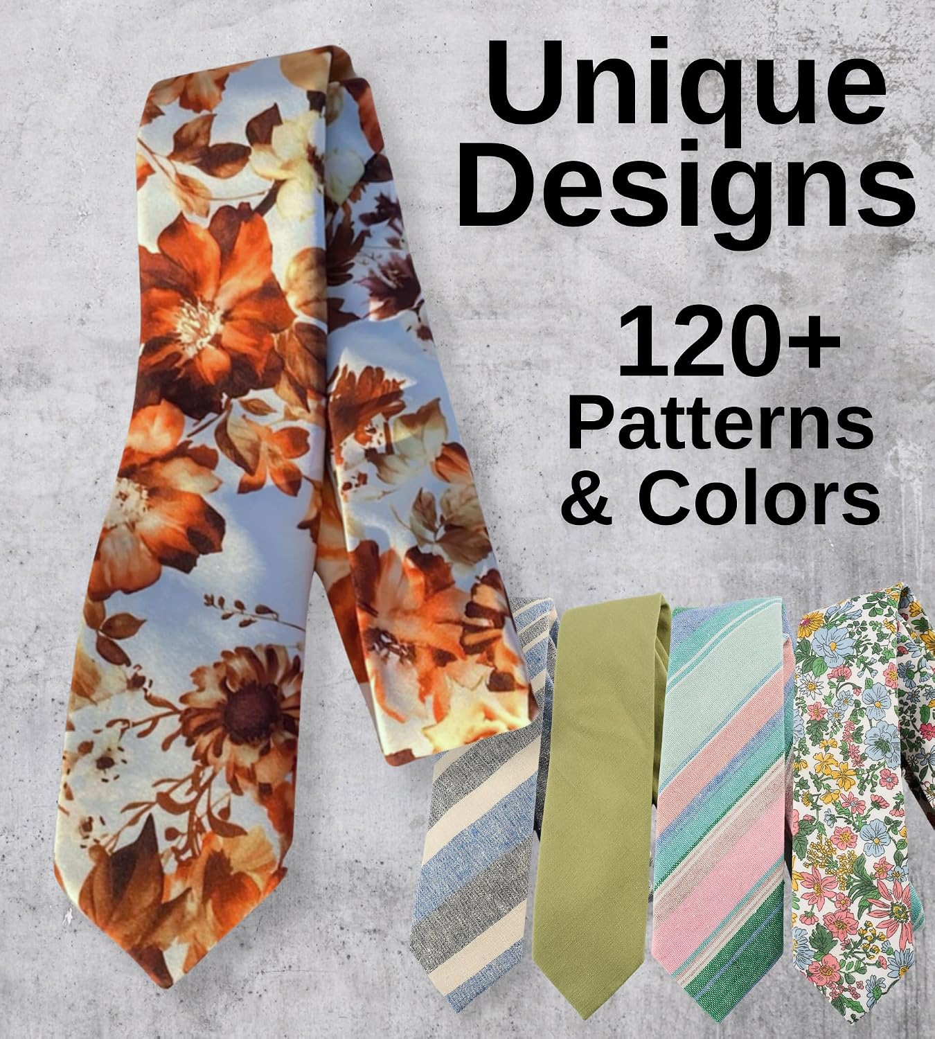 Otis & Oliver Floral Print Skinny Tie Necktie Cotton, Great for Weddings, Dances, Missions, Groom, and Groomsmen