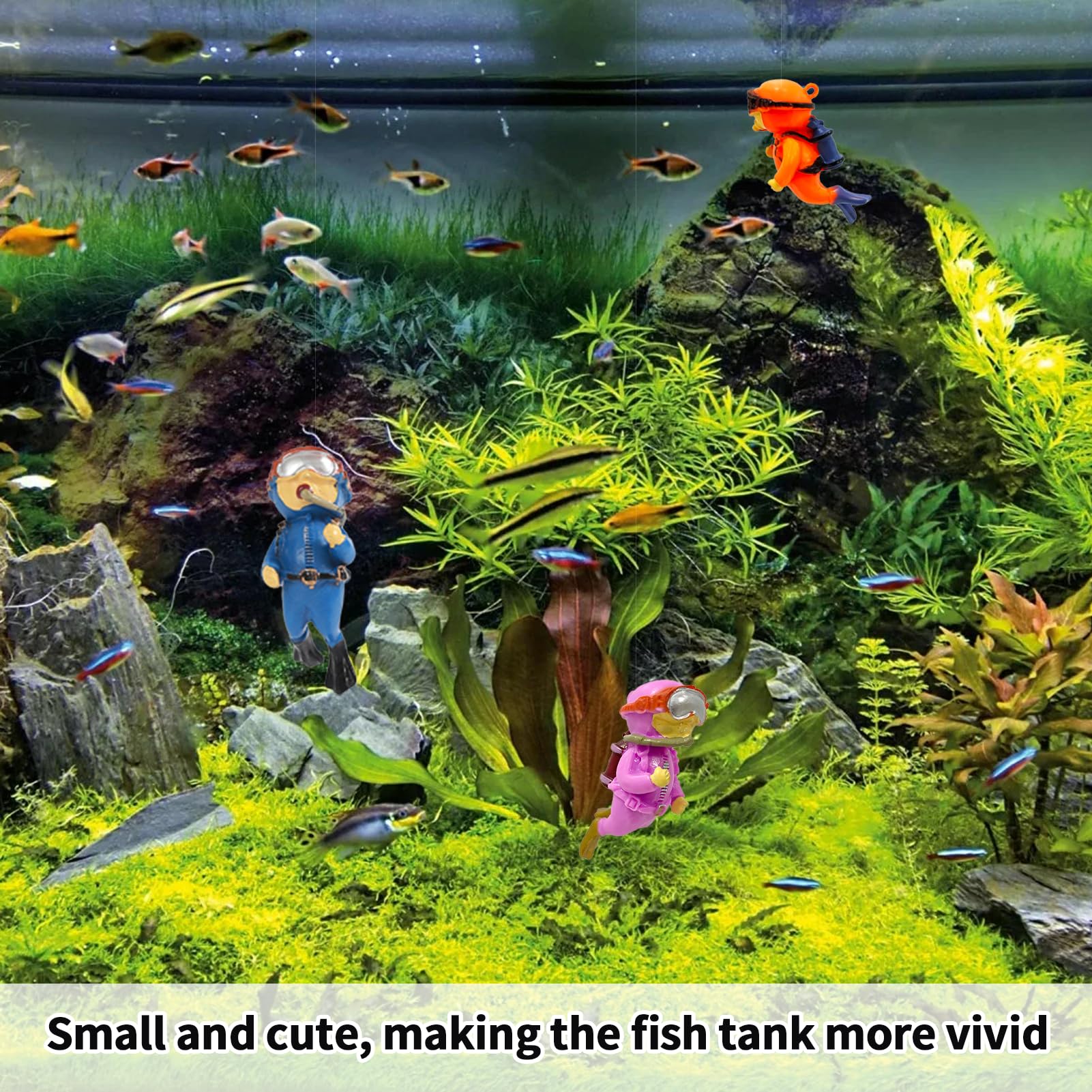 Botuk 4PCS Fish Tank Decorations Mini Fish Tank Ornaments Diver