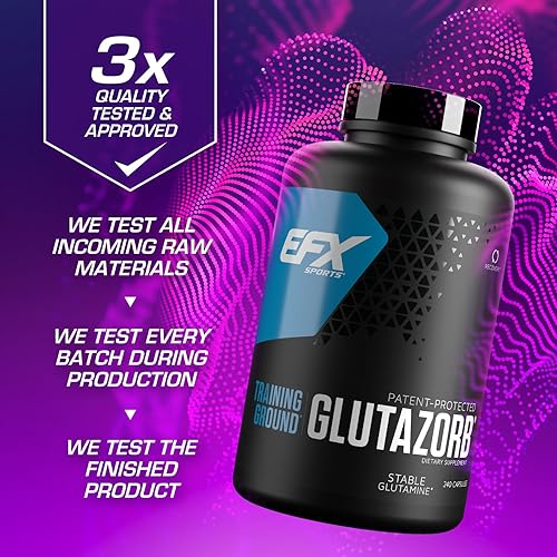 Miniatura 4 de EFX Sports Training Ground Glutazorb Caps  Suplemento de píldora de glutamina altamente concentrado, pH correcto, digestión y apoyo inmunológico,