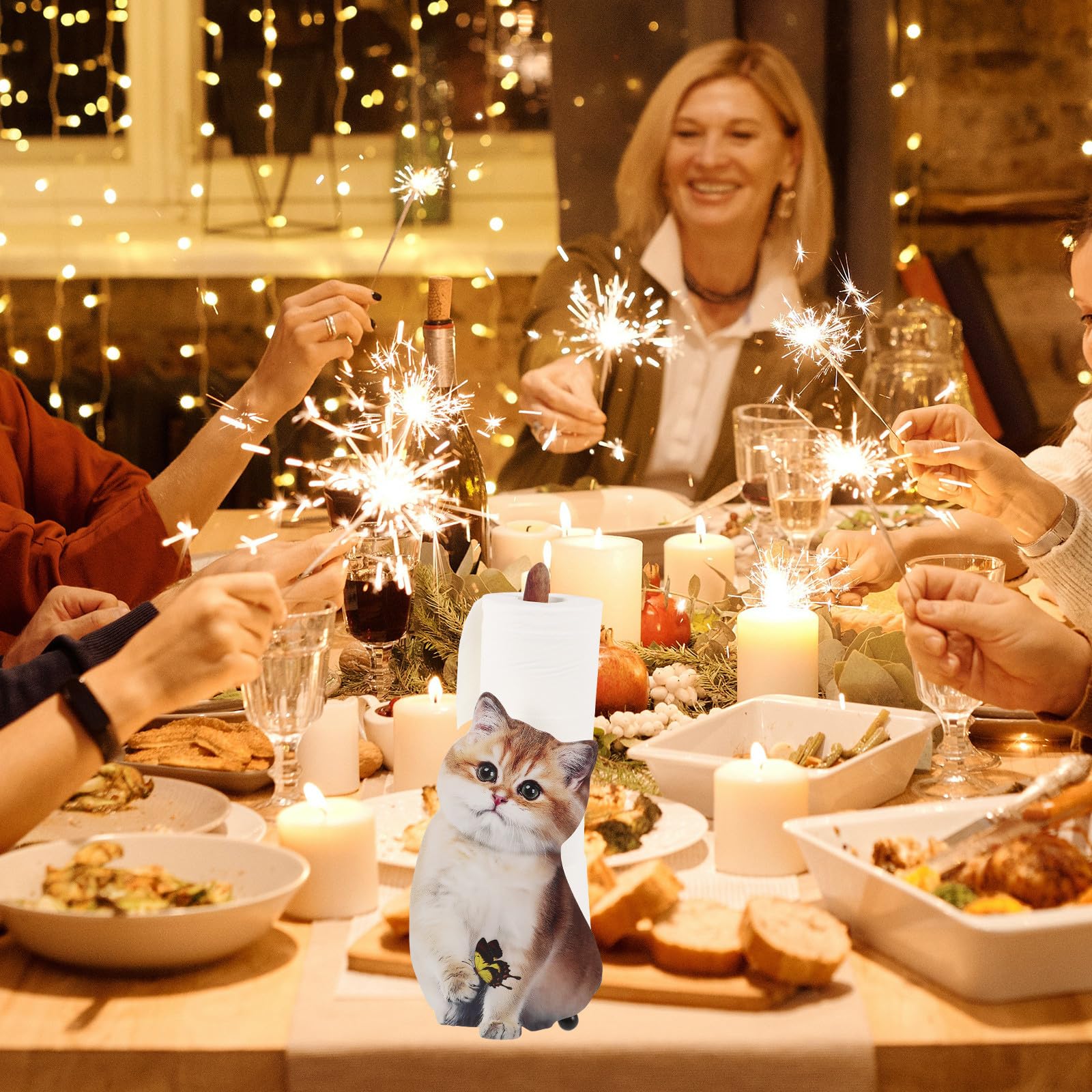 Artibetter Portarotolo di Carta Igienica Portaoggetti a Forma di Gatto in Ferro Compatto Decorativo per Bagno Soggiorno e Sala da Pranzo