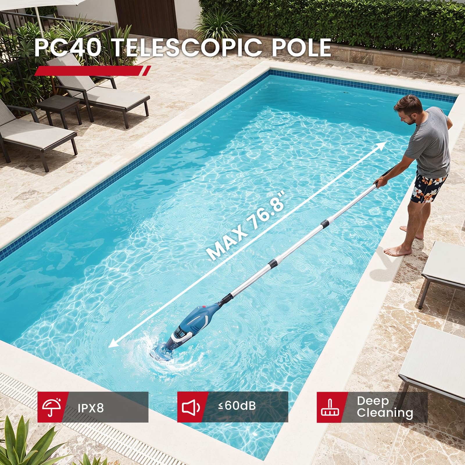 Enhulk Aspiradora de piscina PC40 para piscina sobre el suelo