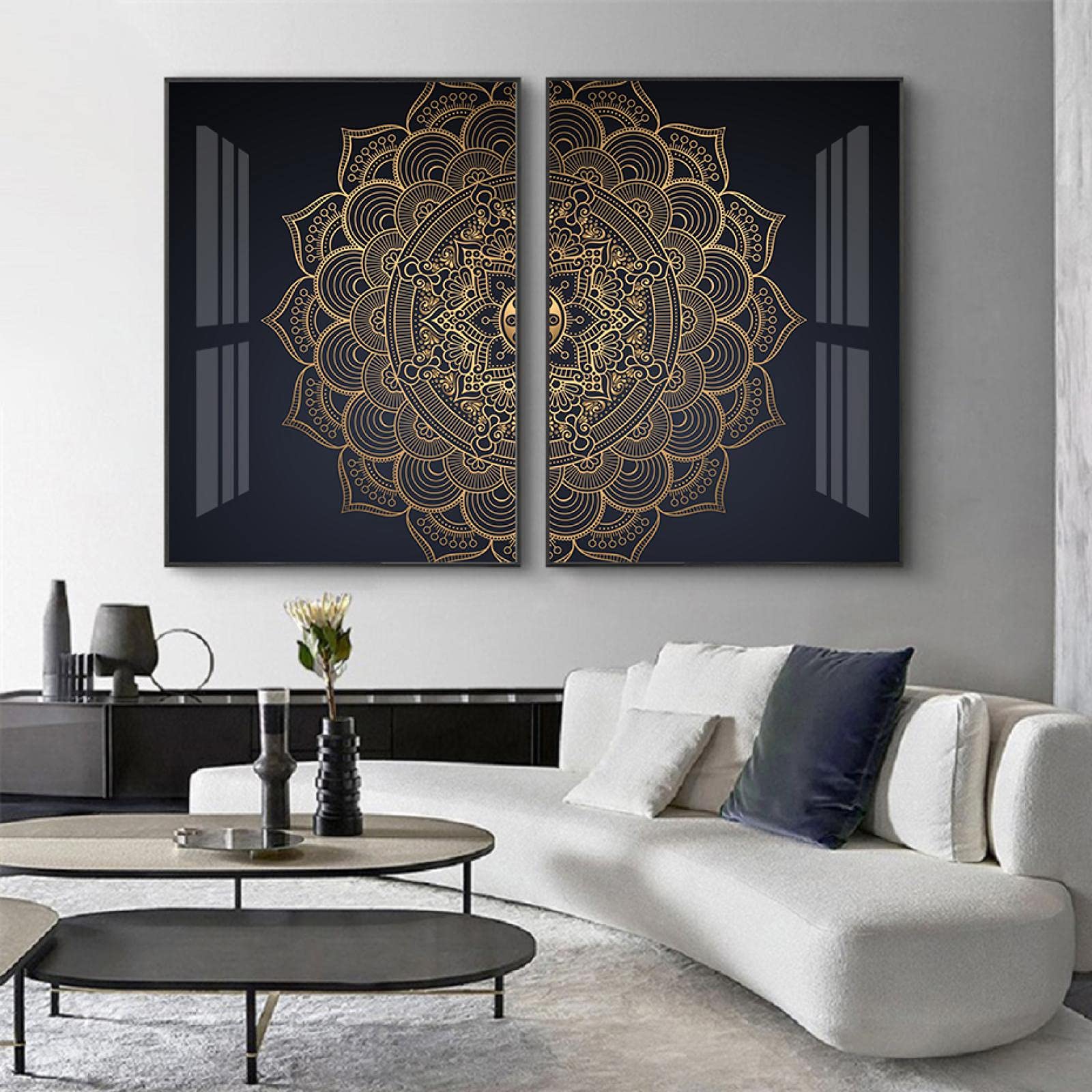 Amazon.com: Mandala Floral black Neutral Colors Boho Wall Art Print Canvas  Painting Poster Picture Zen Yoga Living Room Home Decor-50x70cm 3pcs No  Frame : Everything Else