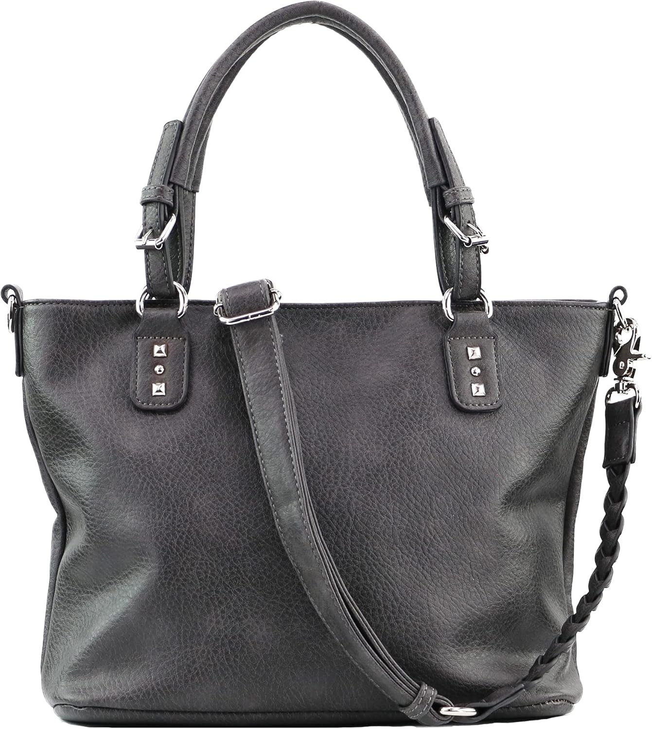 Lady Conceal Concealed Ella Carry Purse for Women – Locking Zippers, Braided Strap, Holster Included, Faux Leather Tote | Locking Zippers, Braided Strap, Holster Included