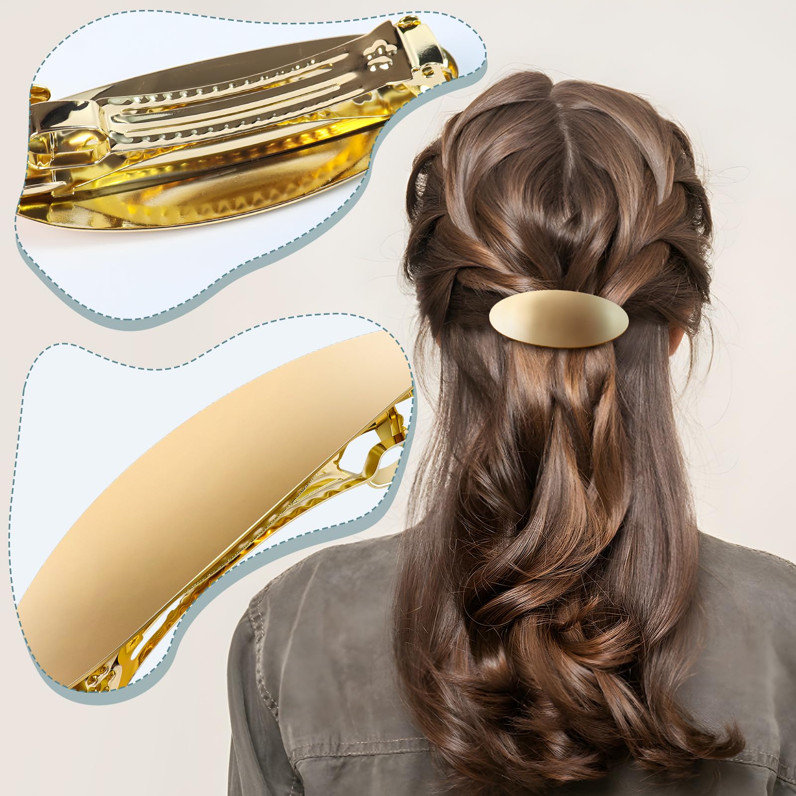 Amazon.com : Barrettes For Women - 3inch Oval Vintage Metal  display picture 1
