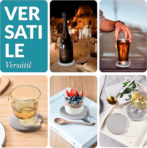 Miniatura 7 de Momo Lifestyle Posavasos para bebidas posavasos de piedra ultra absorbentes hechos de tierra de diatomeas ideales para mesas de café y madera sin