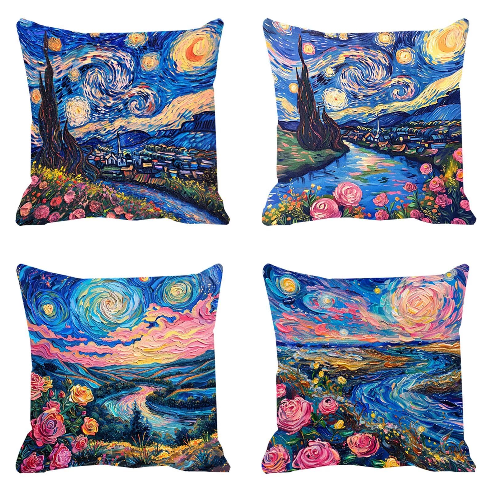 Housse de coussin 50x50cm bleu marine ciel étoilé imperméable pour canapé et extérieur