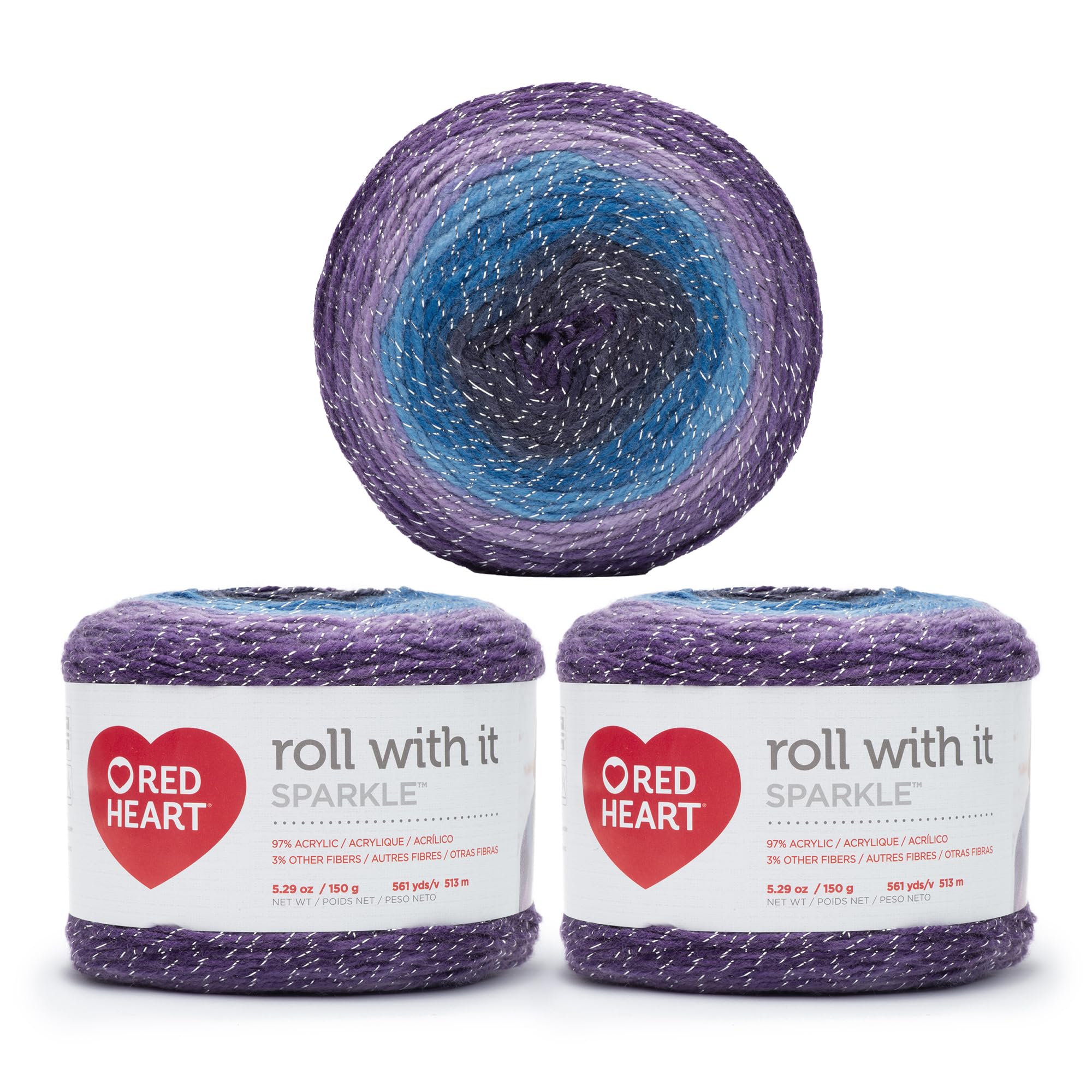Hilo de amatista brillante Red Heart mezcla acrílica que no se deshilacha para tejer