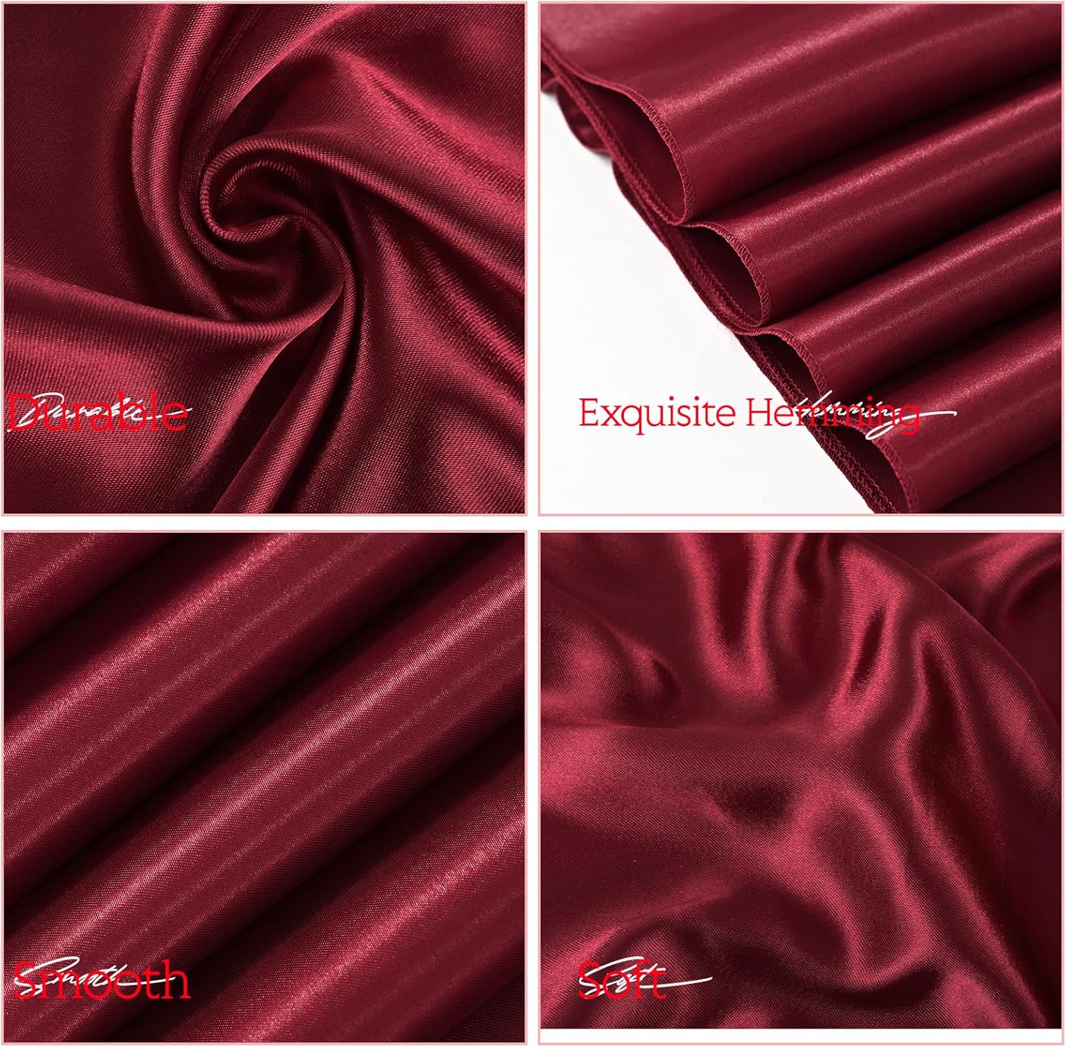 YMHPRIDE 60 PCS Burgundy Satin Chair Sashes,Ties Chair Bows Designed Chair Sashes Chair Cover for Wedding Party Baby Shower Banquet Folding Chairs Decoration(Burgundy,7x108 inch)