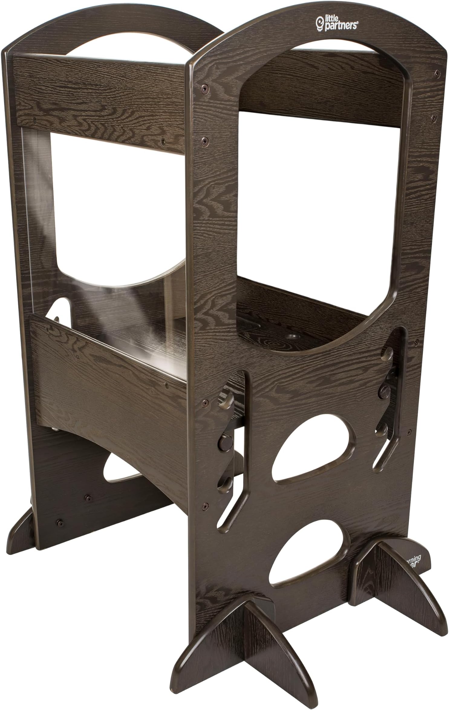 Little Partners Chef Series Learning Tower Toddler Tower Kitchen Stool, Adjustable Height Standing Helper Platform for Kids, Child Wooden Frame Counter Step-Up (Grey)