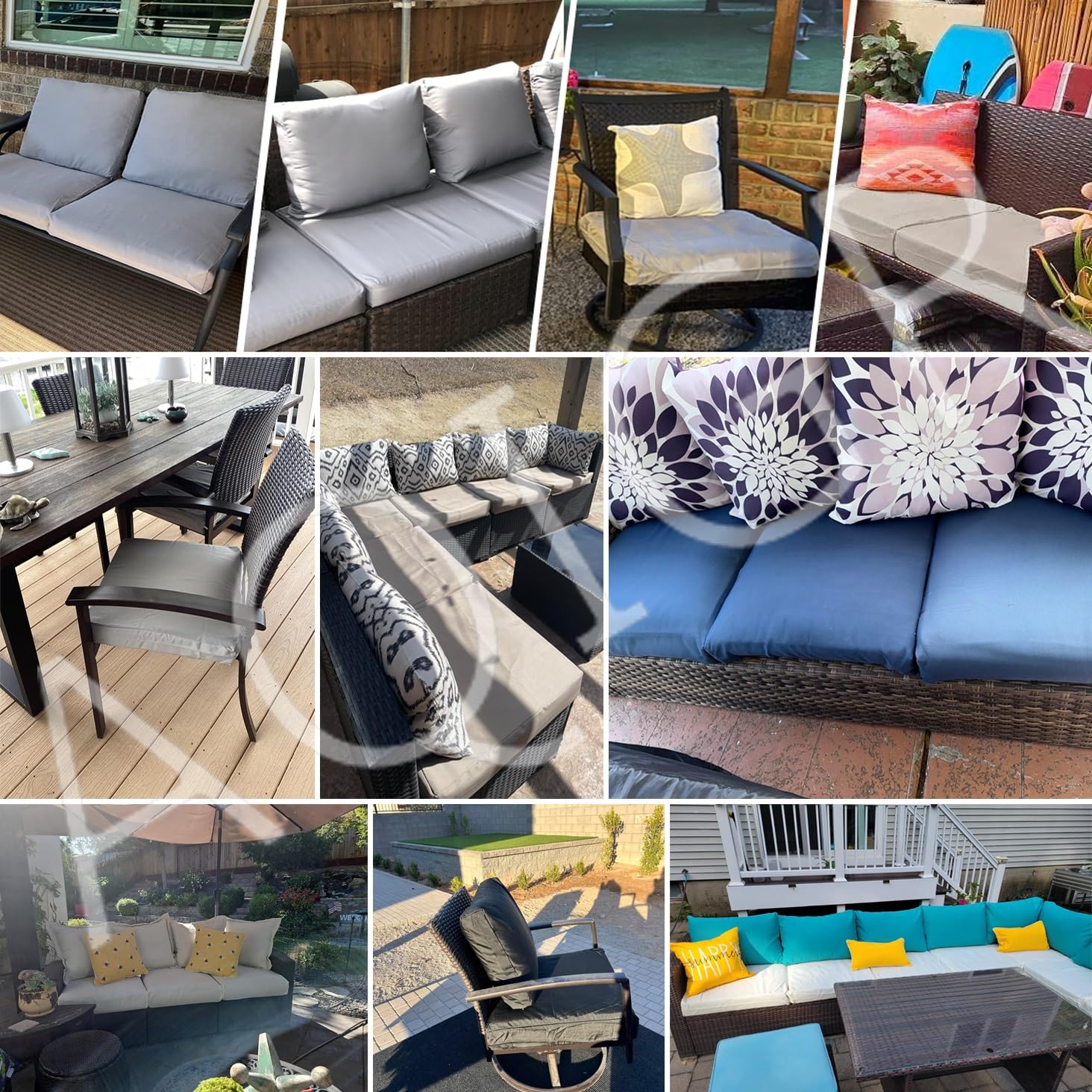 Pack de 4 Funda de Cojín de Asiento Sofá Exterior Impermeables 50x50 60x60 150x45 Cubierta de Cojines de Asiento Patio，para Interior, Exterior，Silla，Jardin，Muebles de Ratán(Color 23,50x50x5cm)
