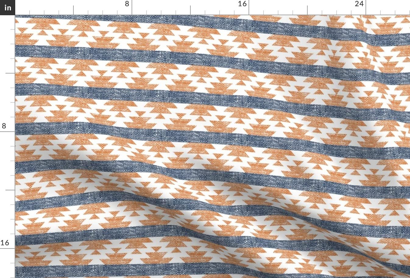 Spoonflower Fabric - Orange Boho Trendy Southwestern Navy Printed on Minky Fabric by The Yard - Sewing Baby Blankets Quilt Backing Plush