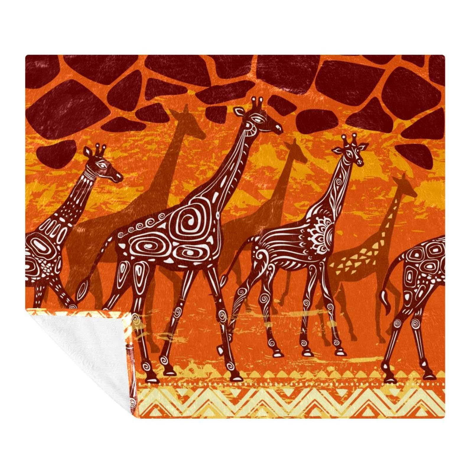 Couverture polaire microfibre à motif girafe | Plaid canapé et lit confortable 150x130