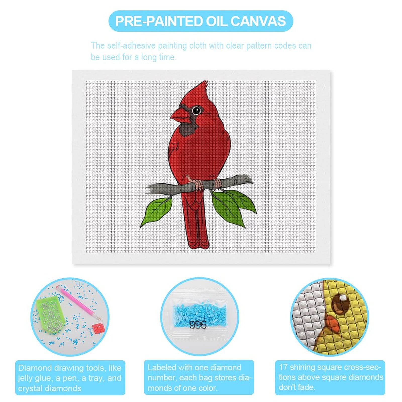 Kit Per Diamond Painting 5D Foglie Di Pappagallo Rosso Pittura Diamante 5D Fai Da Te,Diamond Painting Kit Completo, Arte E Artigianato, Decorazione Per Casa E Pareti 30x40cm